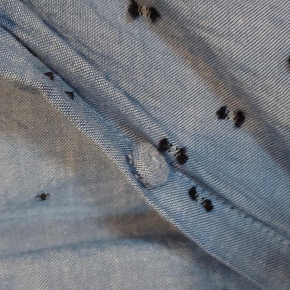 Joie Idonian Clip Dot Chambray Embroidered Long Sleeve Ruffle Blouse - Picture 10 of 12